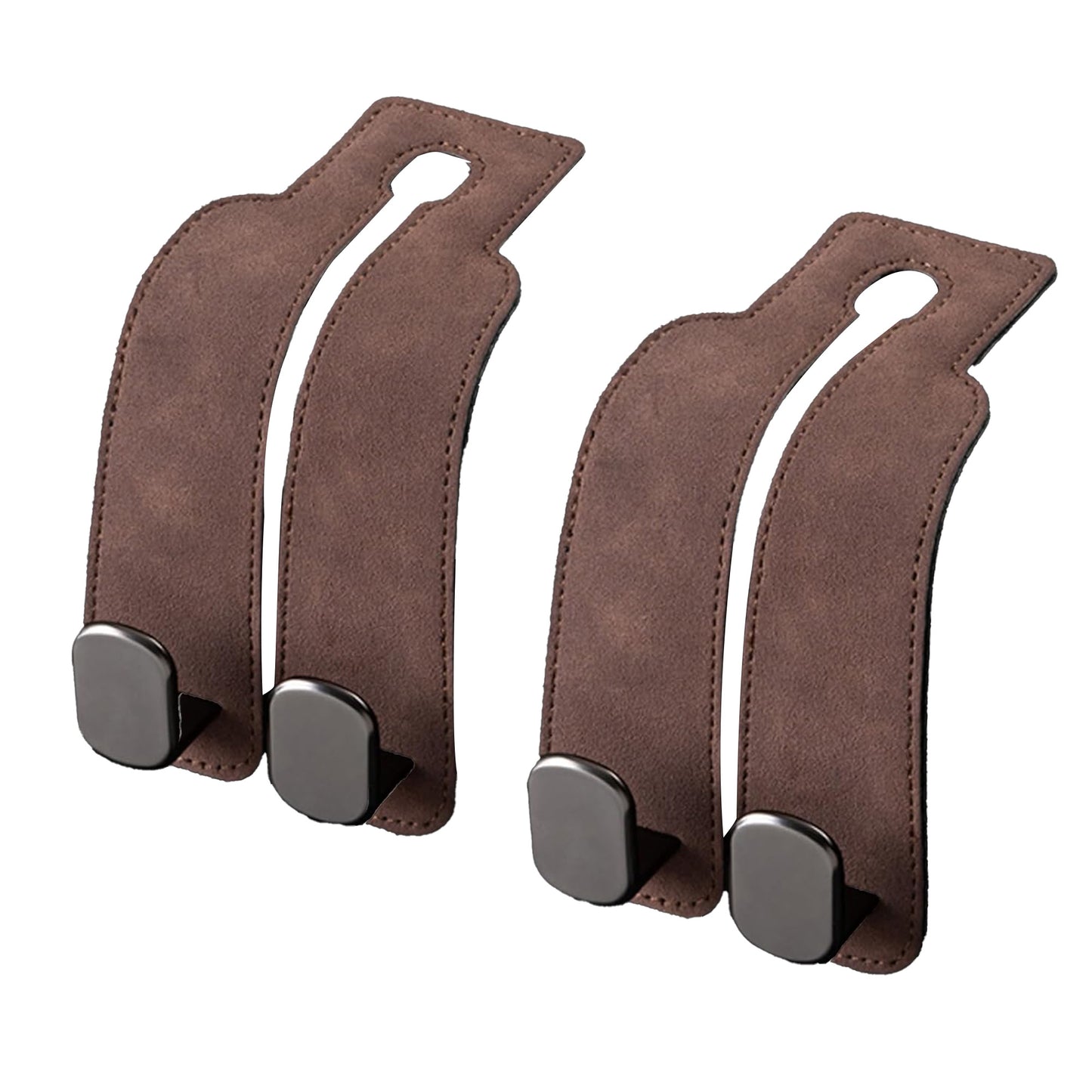 2 Pack Car Headrest Hooks - Premium Leather Seat Holder for Purses and Bags