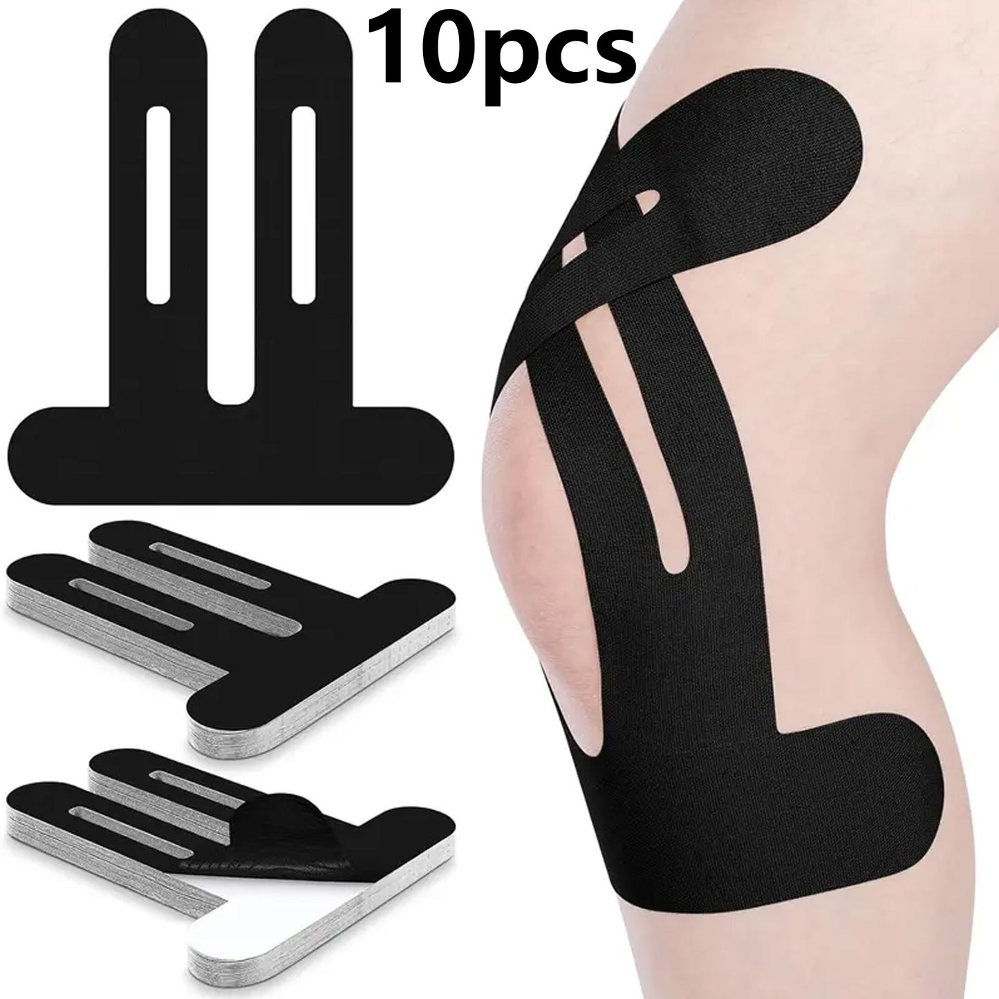 Precut Kinesiology Tape for Knees, 10 Pcs - Knee Support & Stability