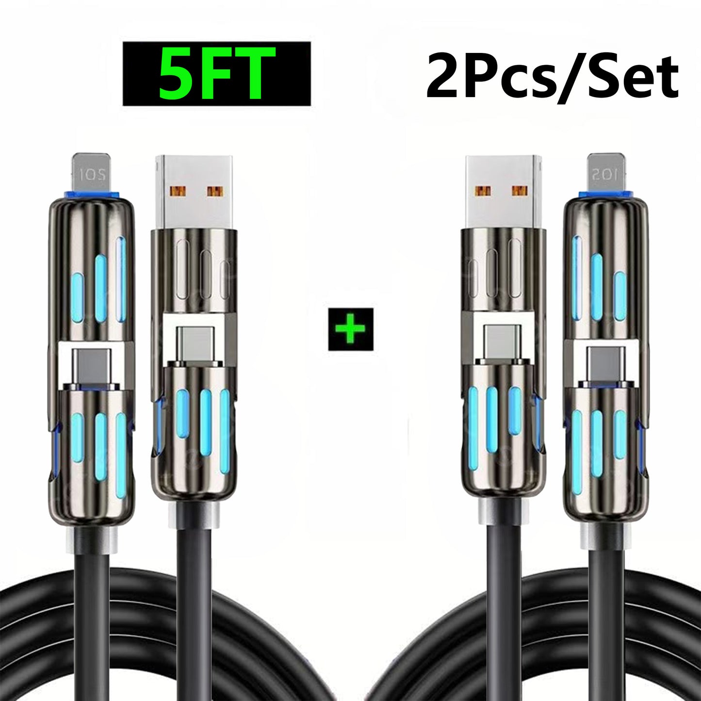 2pcs/set 4-in-1 USB Charging Cable Fast Charging MAX 240W