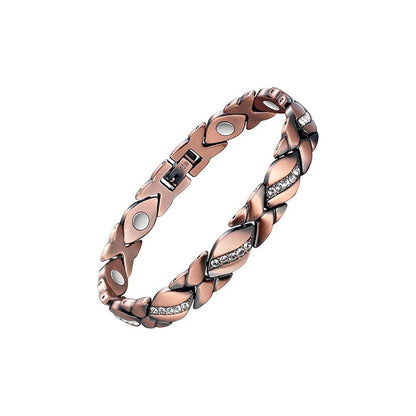 Cubic Zirconia Link Magnetic CZ Electroplated Copper Alloy Bracelet for Women