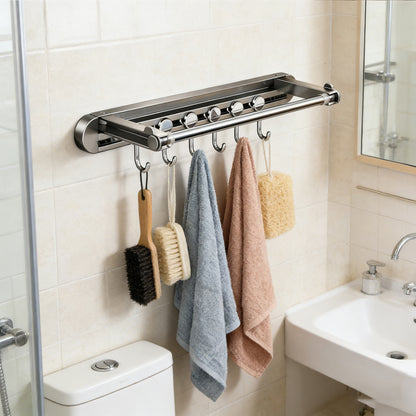No-Drill Foldable Retractable Clothes Drying Rod