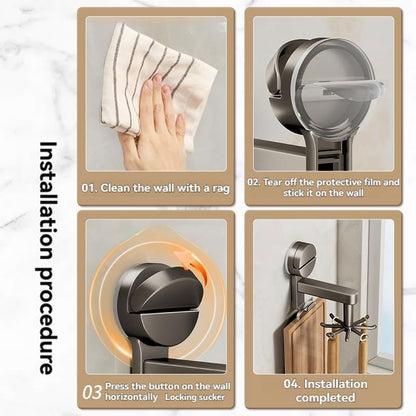 2pcs Suction Cup Wall Shelves - Non-Punching Installation, 360° Swivel Hooks