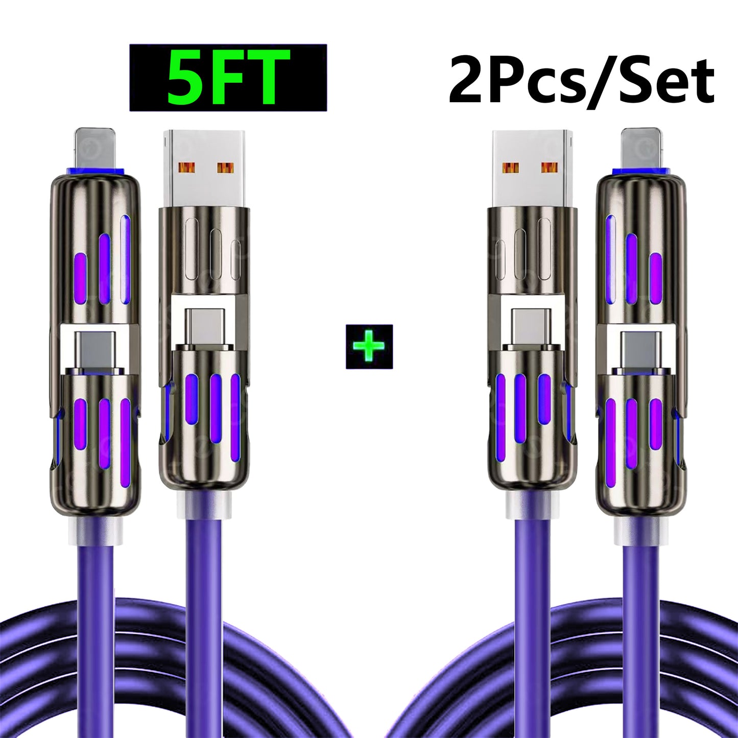 2pcs/set 4-in-1 USB Charging Cable Fast Charging MAX 240W