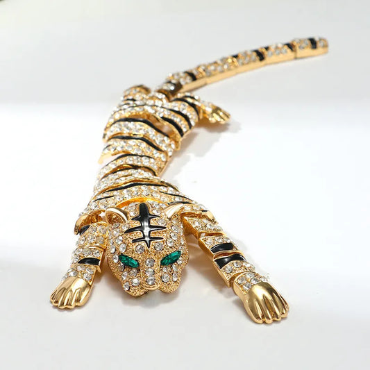 New Vintage Hyperbole Rhinestones Large Tiger leopard Shoulder Decor