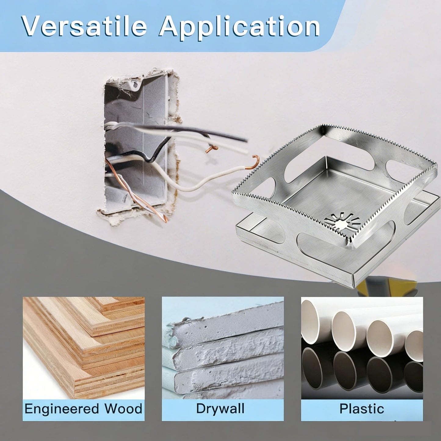 Multi-Function Square Hole Punching - Stainless Steel Cutting Hole Punching Cutter for Hole Cutting, Woodworking
