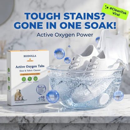 Active Oxygen Cleaning Tabs - No Scrub Shoe & Fabric Stain Remover, Whitening & Deodorizing (18 Tabs)