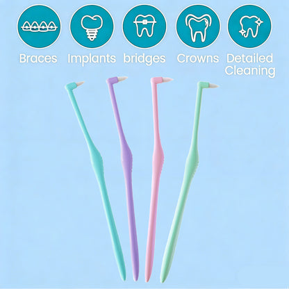 4Pcs End Tuft Toothbrush, Small Round Head Braces Toothbrush, Individually Wrapped Small Toothbrushs for Gums