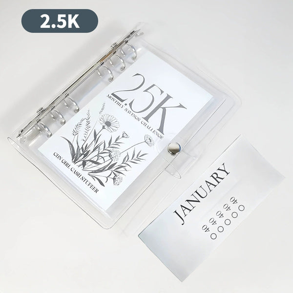 12-Month Money Saving Binder ,10K / 5K / 2.5K Savings Challenge ,Cash Envelope Budget Planner for Home & Office
