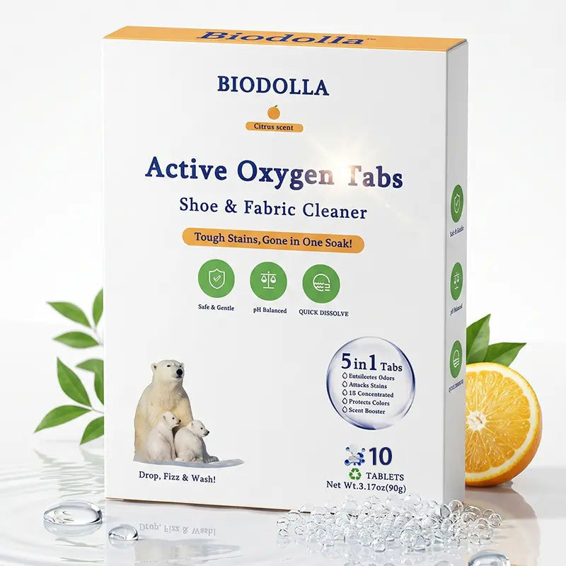 Active Oxygen Cleaning Tabs - No Scrub Shoe & Fabric Stain Remover, Whitening & Deodorizing (18 Tabs)