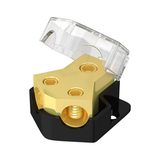 12V Power Distribution Block Car Audio 2 Way Ground Distribution Block 0/2/4 Gauge in 4/8/10 Gauge Out