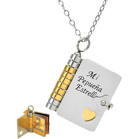 Mi Pequeña Estrella Book Necklace For Daughter Spanish My Little Star Stainless Steel Engravable Adjustable Pendant Gift