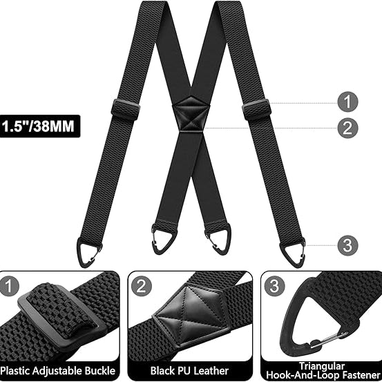 Hidden Suspenders for Men X Back Adjustable Elastic Men's Suspenders Under Clothes with 4 Snap Loop