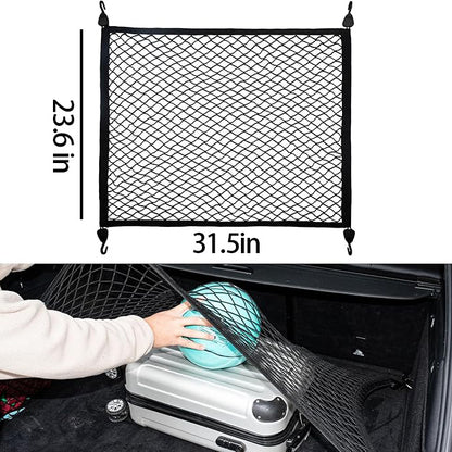 Adjustable Elastic Trunk Mesh Nets with 4pcs ABS Hook