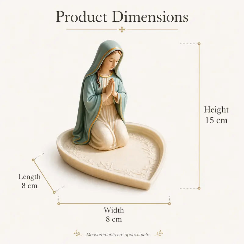 Virgin Mary Rosary Holder, White Resin Catholic Rosary Box with Cross Design for Home Altar