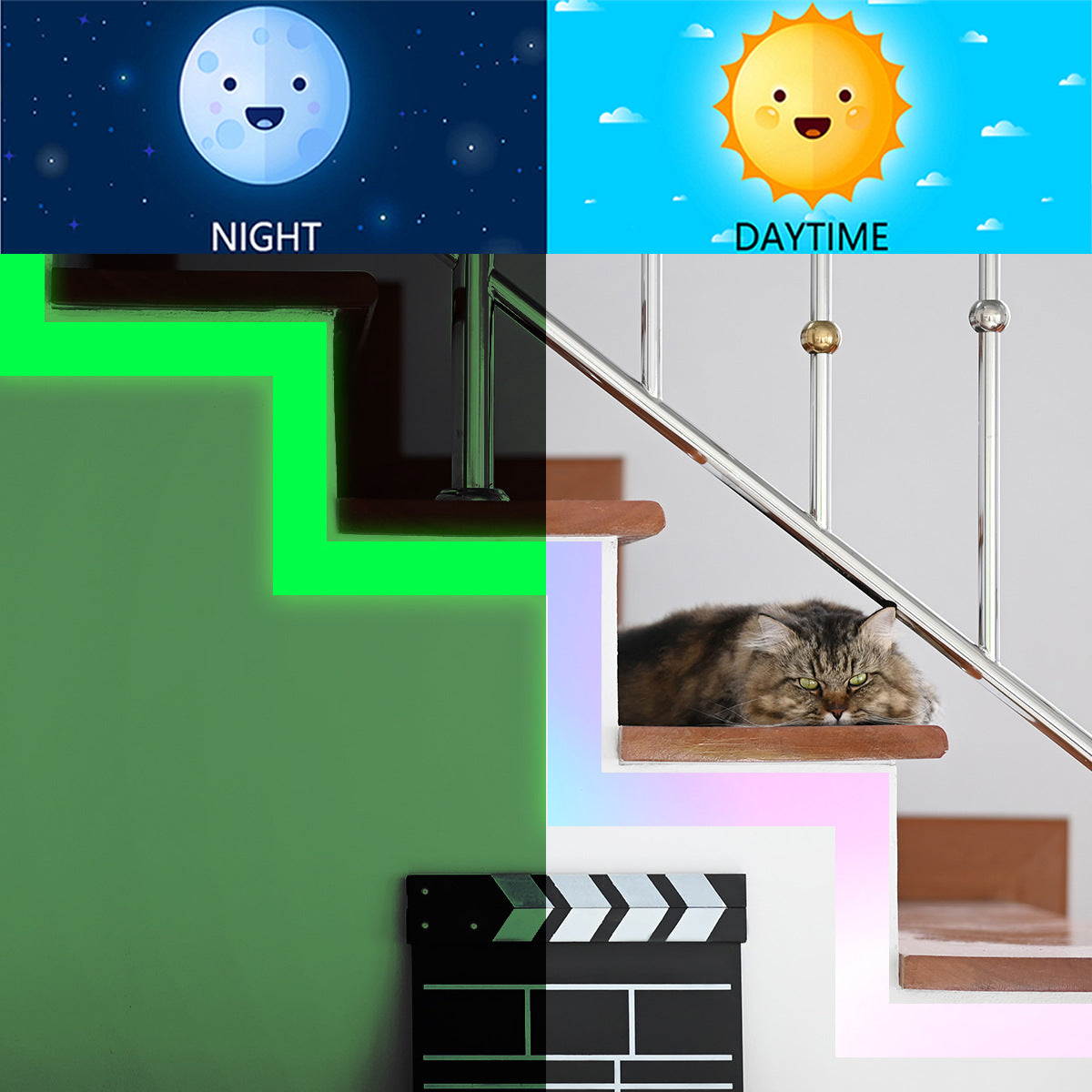 2PCS Creative Colorful Glow-in-the-Dark Wall Stickers