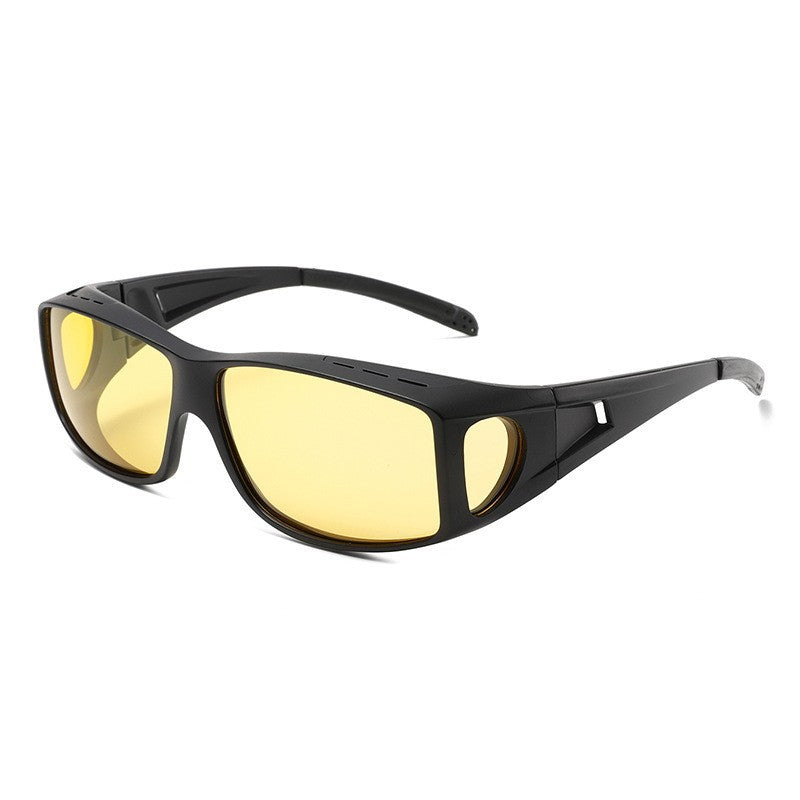 Night Vision Driving Glasses Fit Over Eyeglasses for Men Women - Anti Glare Polarized, Yellow Lens