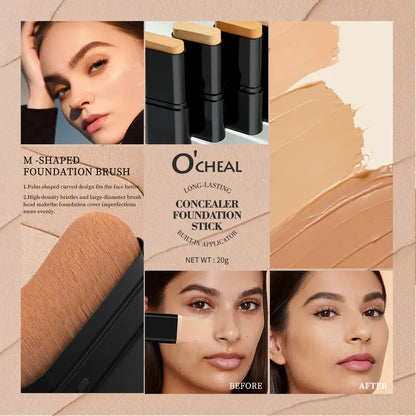 2-in-1 Foundation & Contour Stick: Long-Wear, Lightweight Full Coverage Concealer