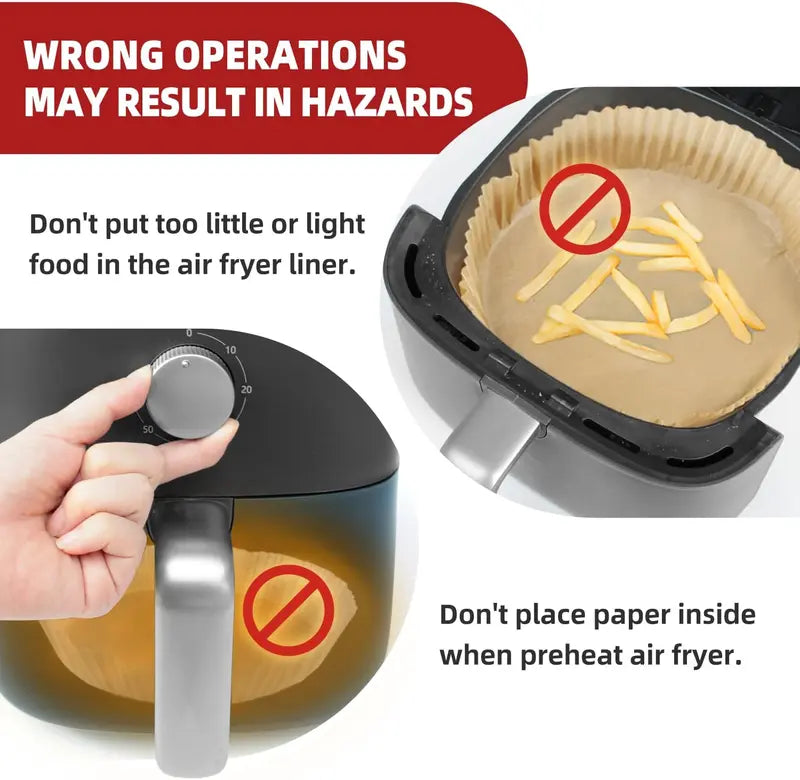 50-PCS Air Fryer Liners – Thickened, Non-Stick, and Oil-Proof