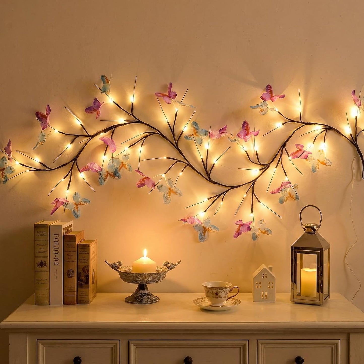 LED Flexible Vine Lights with Butterflies