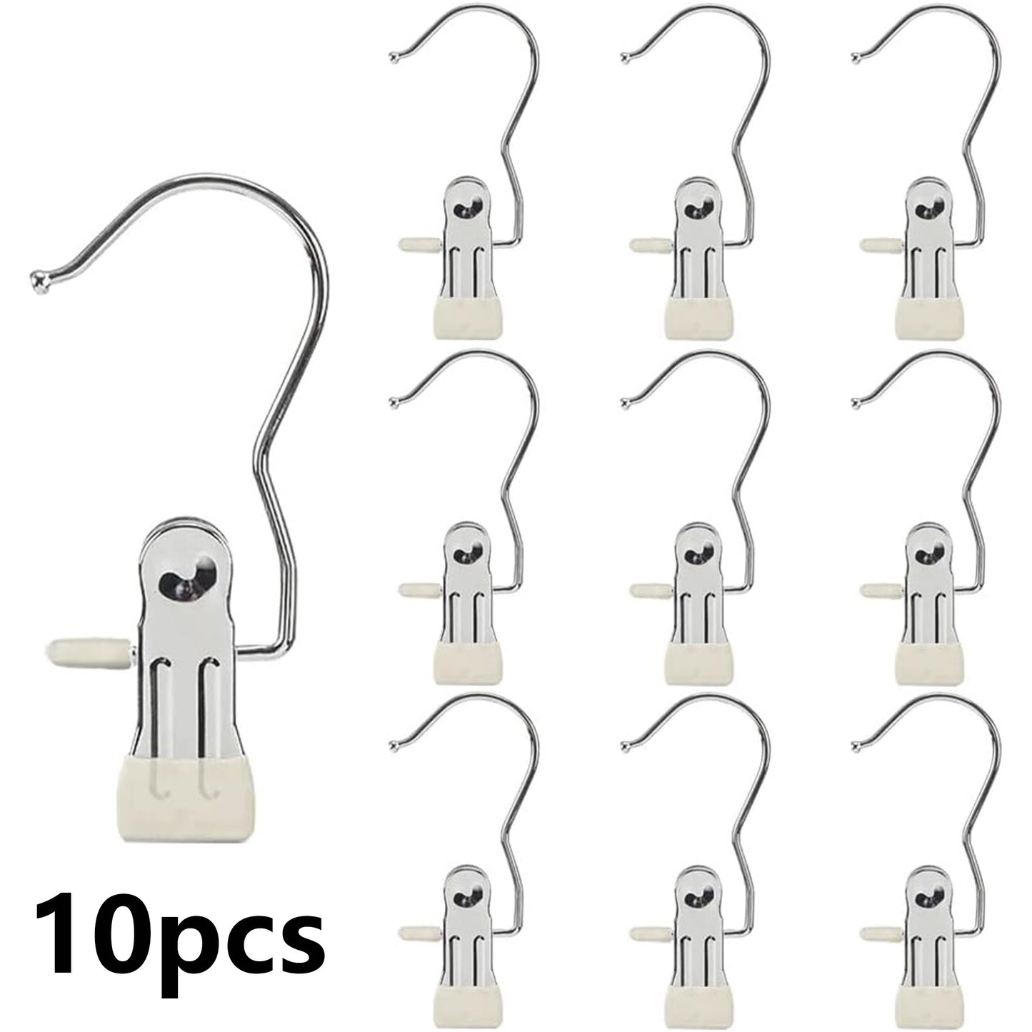 10Pcs Stainless Multi Function Clip Hooks,Laundry Hanging Hooks Clips,Closet Hangers,Boot Clips