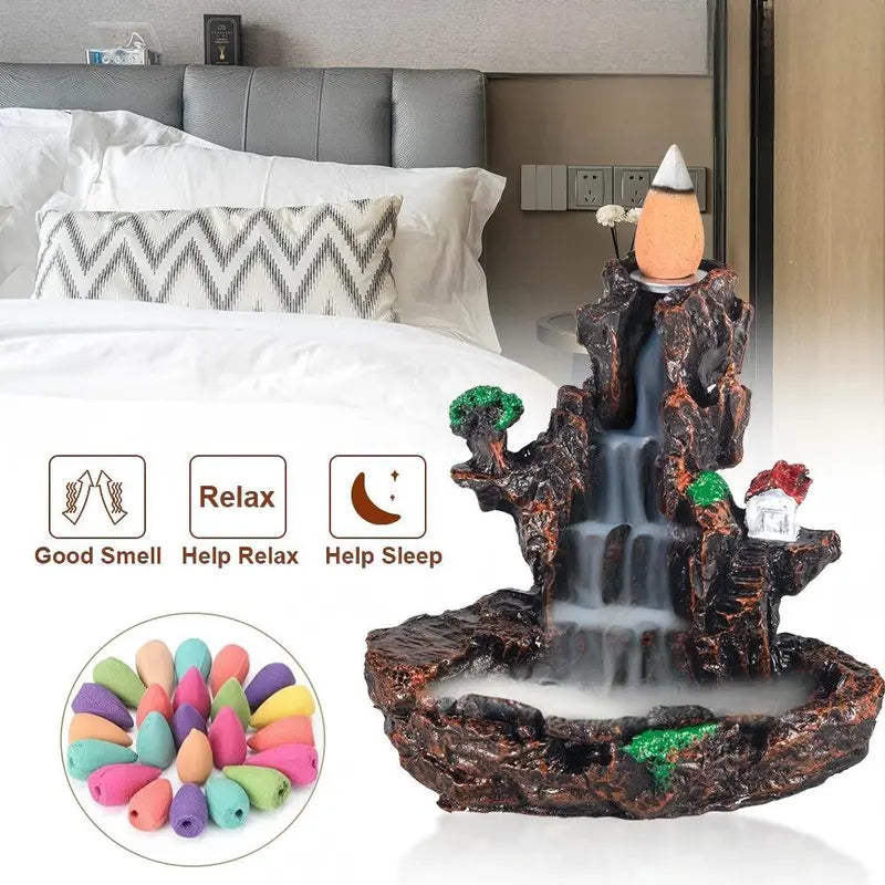 Resin Mountain Backflow Incense Burner - Aromatic, Fragrance, Healthy