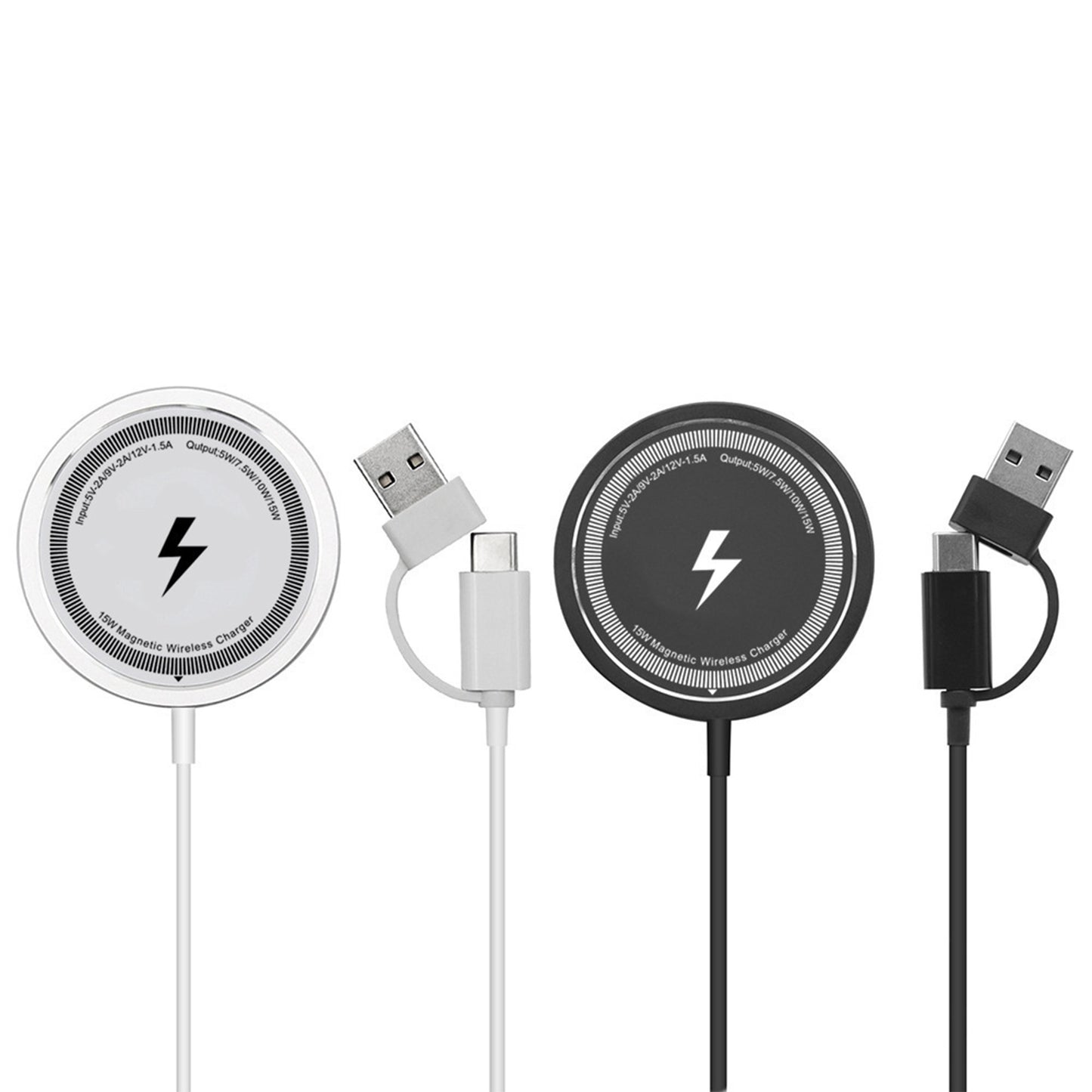 2-in-1 Magnetic Wireless Charger with USB-C & USB-A Ports for iPhone Fast Charging