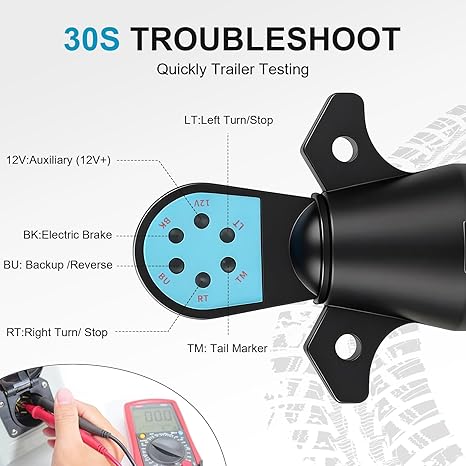 7 Pin Trailer Plug Testerwith Red LED