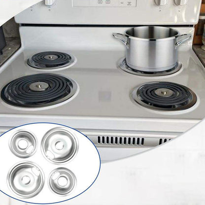 4 Pack Chrome Drip Pans,Include 2 Pcs 6'' Range Replacement Drip Pans and 2 Pcs 8 '' Cooktop Drip Pans