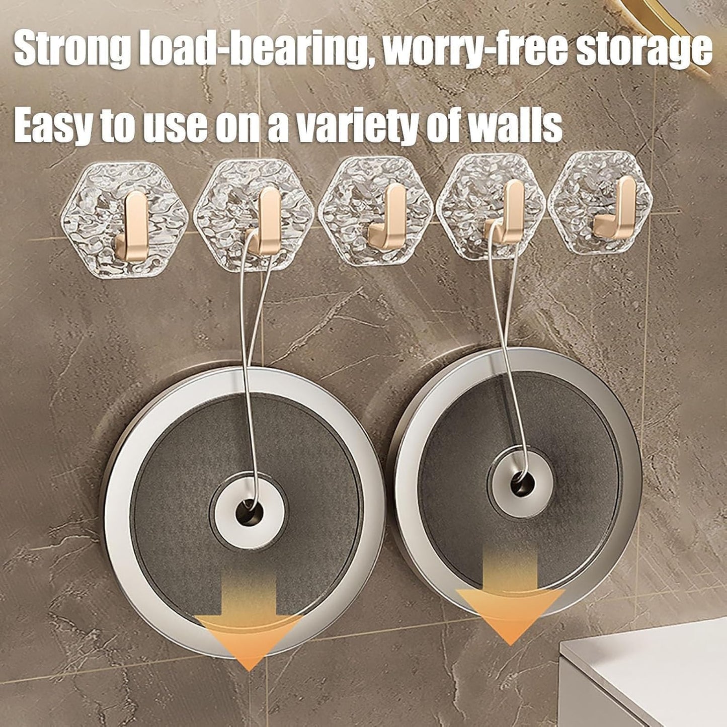 5 Pcs Water Ripple Hexagonal Adhesive Seamless Hook