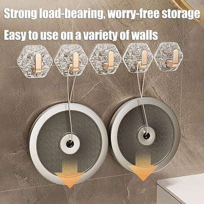5 Pcs Water Ripple Hexagonal Adhesive Seamless Hook