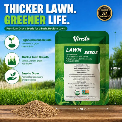 Sun-loving and shade-tolerant – High-quality, cold-hardy turfgrass（A Packet of Lawn Seed）