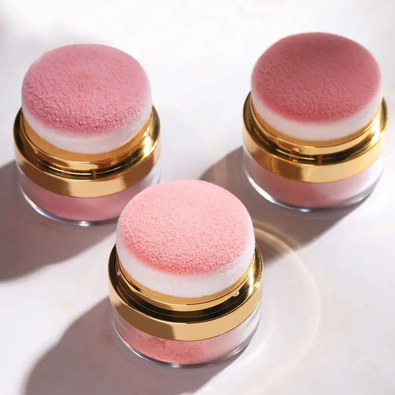 3-Piece Lazy Blush Set, Soft & Fluffy Loose Powder Blush Puff for a Rosy Glow