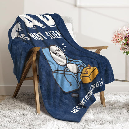 Dad Is Not Sleeping Flannel Blanket, Fathers Day Dads Gifts From Daughter Son, Super Soft Throws Blanket for Couch and Napping