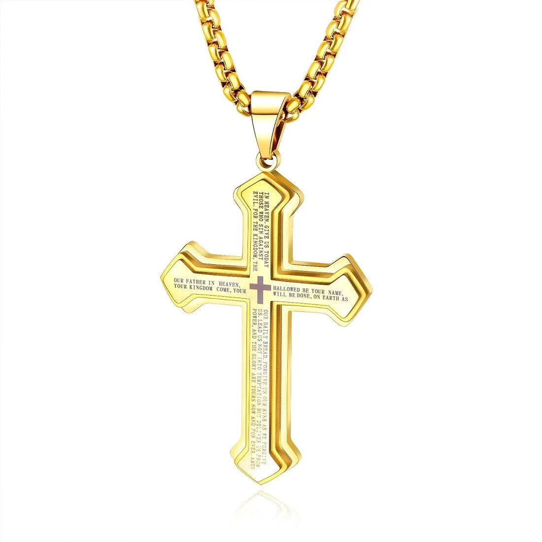 Big Men Novelty Cross Necklace Pendant Stainless Steel