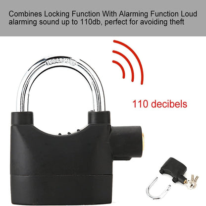 Alarm Hanging Lock, 110db Outdoor Stainless Steel Door Alarm Lock, Includes 3 Keys,