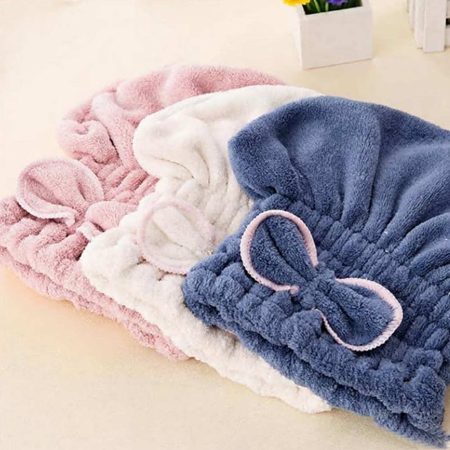 3PC Microfiber Hair Towel Caps, Extrame Soft & Ultra Absorbent
