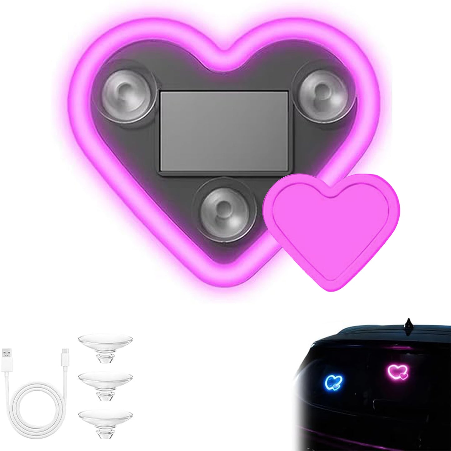 Solar Heart LED Atmosphere Light,Vibration Sensing LED Neon Ambient Lighting Waterproof Romantic Mood Love Illumination