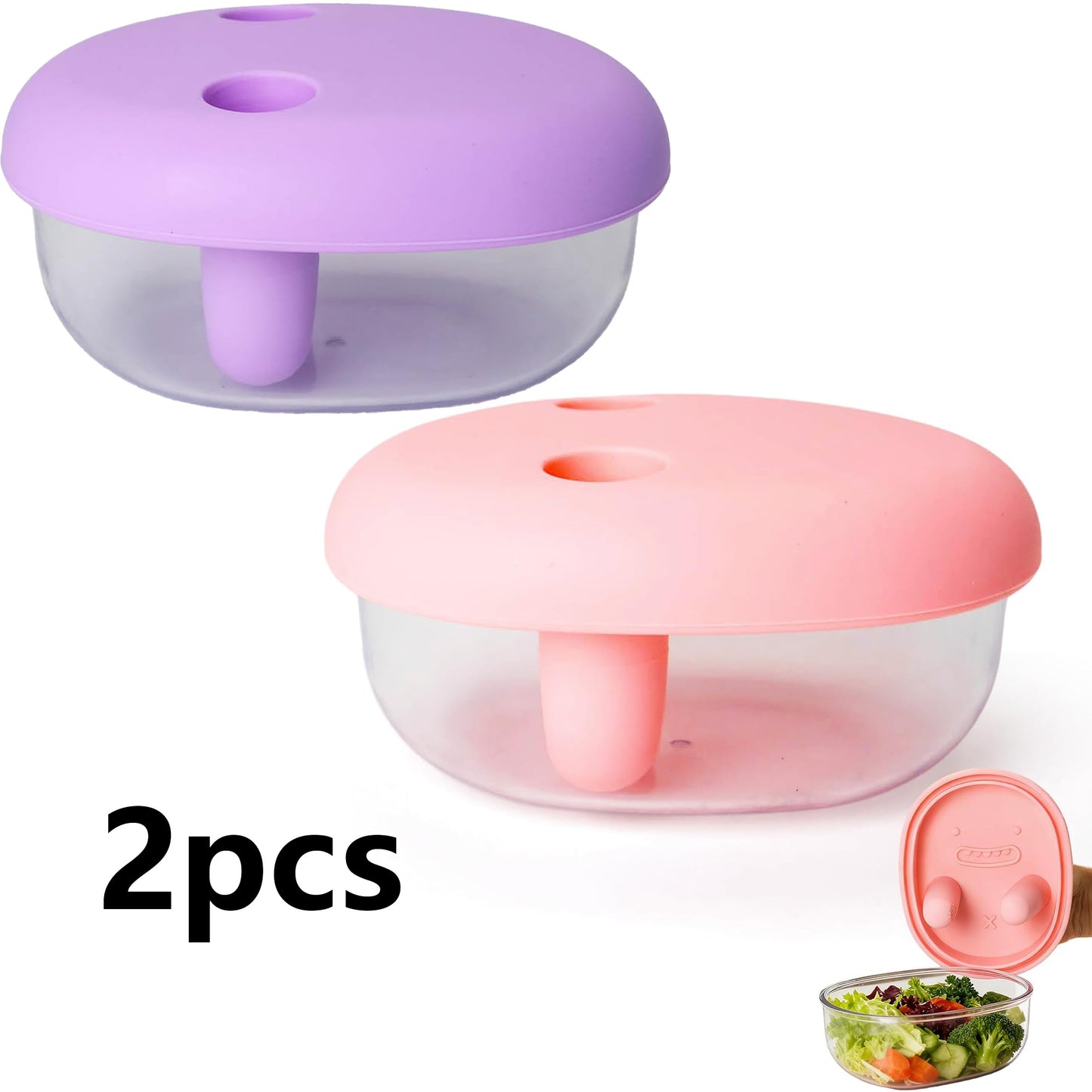 2pcs 2-in-1 No-Mess Snack Container,Lid Comes with Fingertip Cover