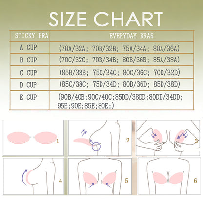 Round Push-Up Adhesive Bra with Front Closure – Invisible Lingerie for Small Bust
