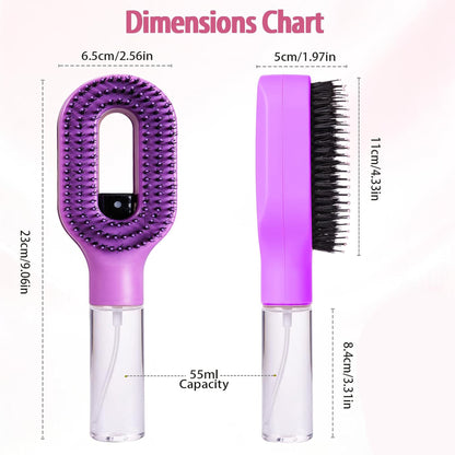 2-in-1 Hair Brush with Water Spray Mister For Smooth