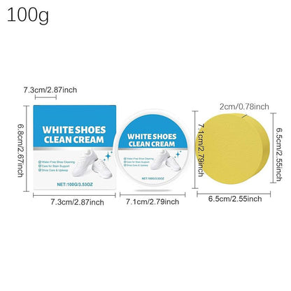 Shoe Cleaning Cream - 100g White Anti Yellow Paste with Sponge
