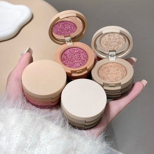 3 Colors Eyeshadow Easy Finger Blendable, Glitter, High Pigmentation