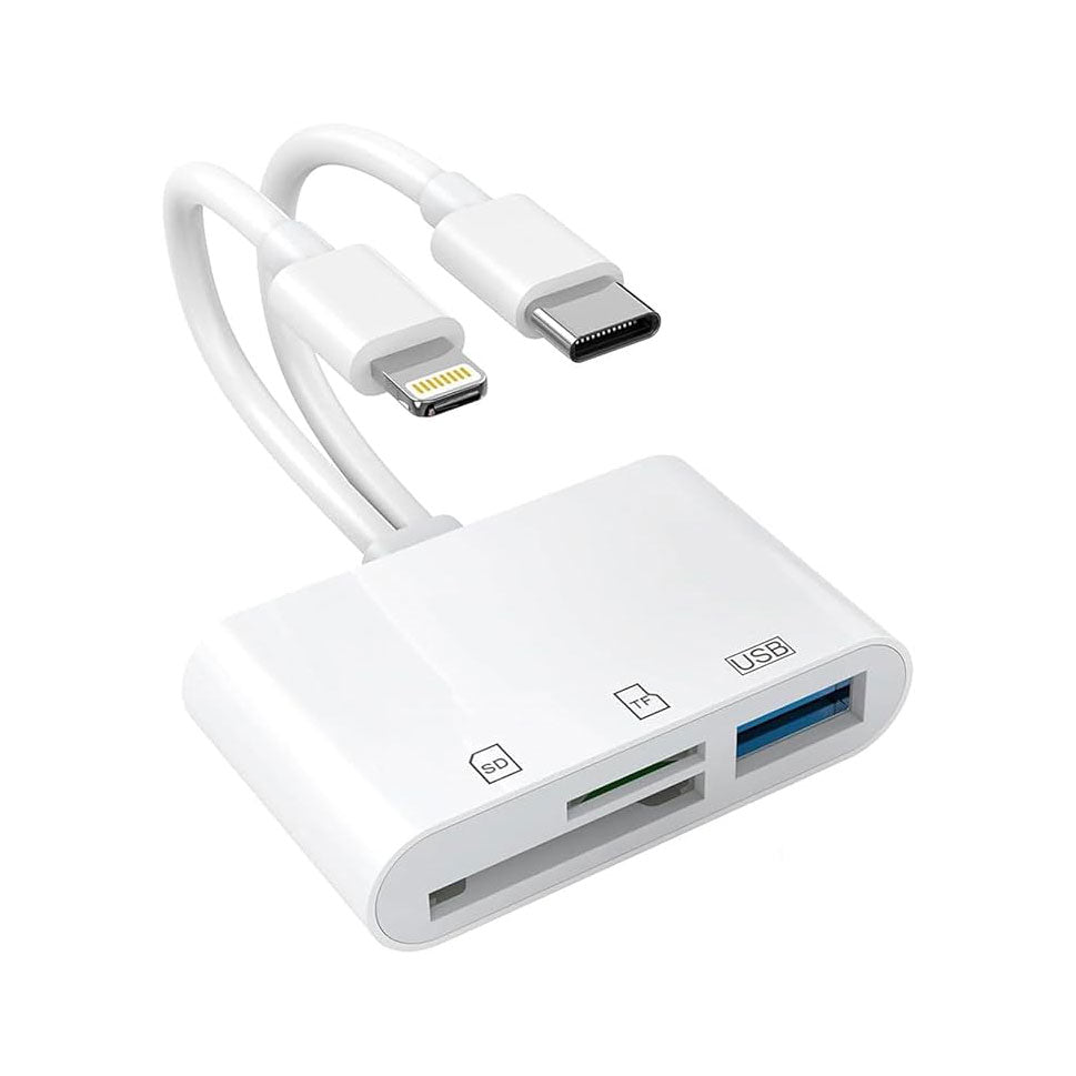 USB SD Card Reader SD Card Reader, USB-C & Lightning Dual Port Connectors