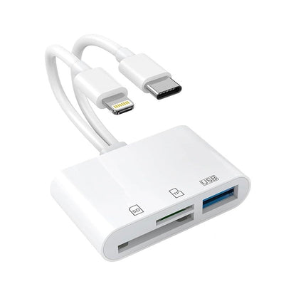 USB SD Card Reader SD Card Reader, USB-C & Lightning Dual Port Connectors