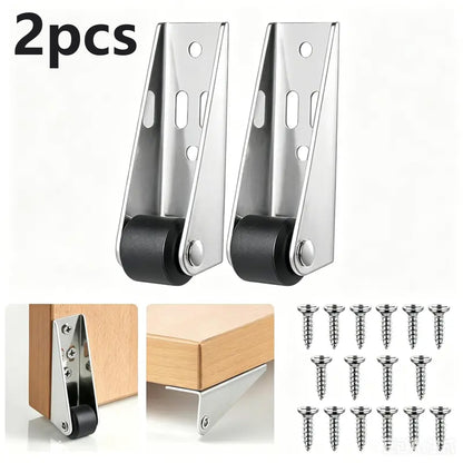 Vertical Track Roller Wheel Sliding Door Bottom Guide 2.91×2.68×0.83 Inch 1.23 Oz Nylon Wheel Aluminum Bracket Anti-Swing Door Stop