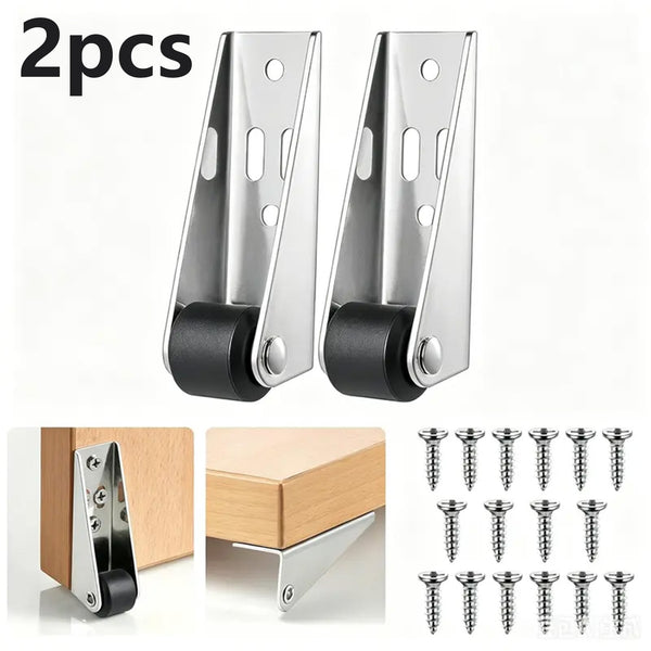 Vertical Track Roller Wheel Sliding Door Bottom Guide 2.91×2.68×0.83 Inch 1.23 Oz Nylon Wheel Aluminum Bracket Anti-Swing Door Stop