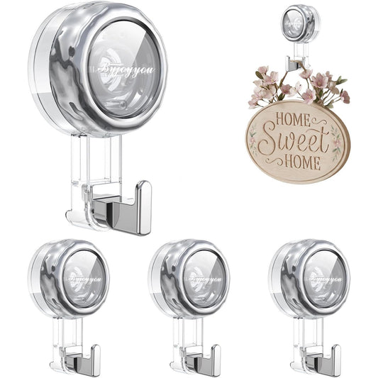 2pcs/set Heavy Duty Suction Cup Hooks, Strong Suction Waterproof Removable, No Drilling