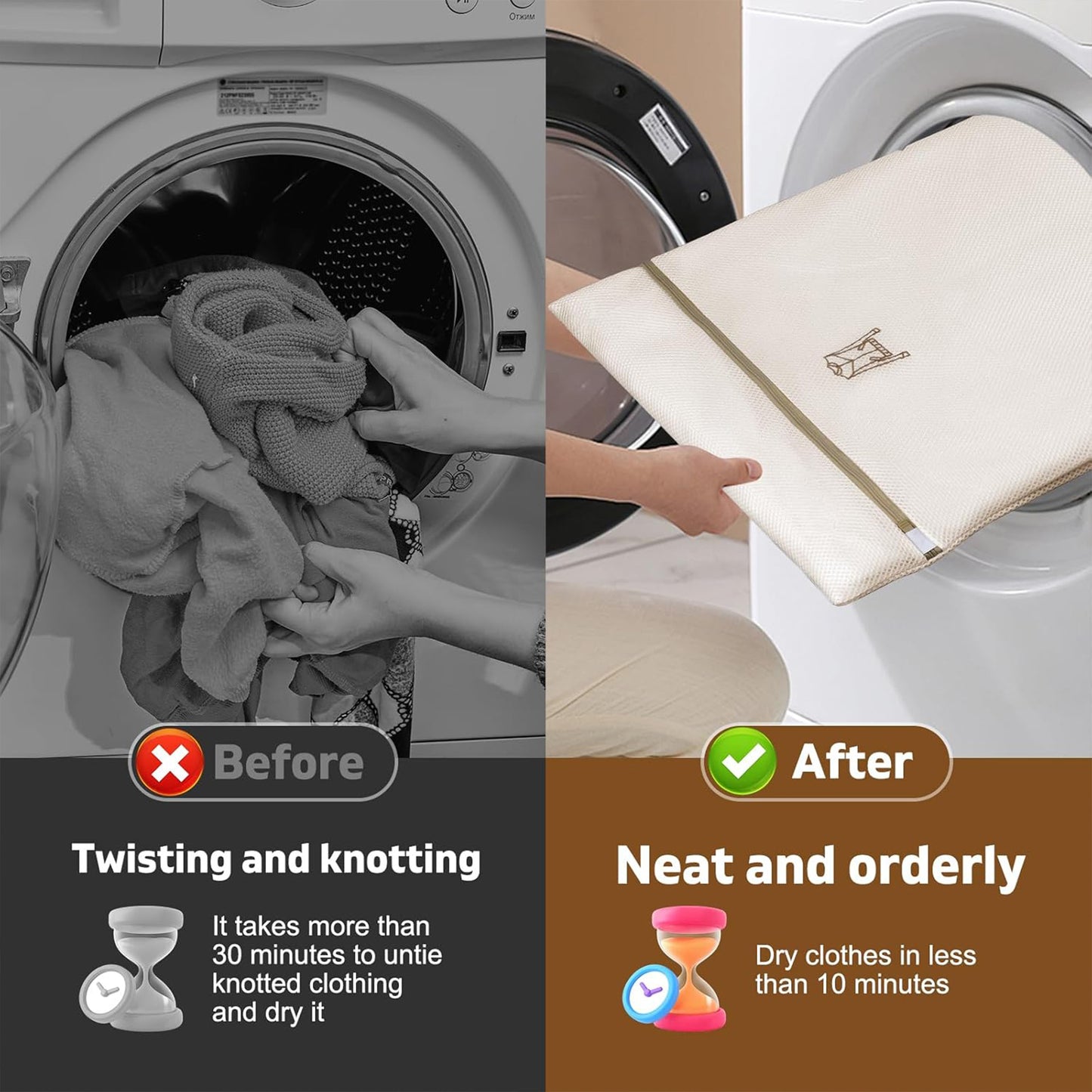 Embroidered laundry bag set (4 pieces), machine washable, anti-deformation and protective mesh bags