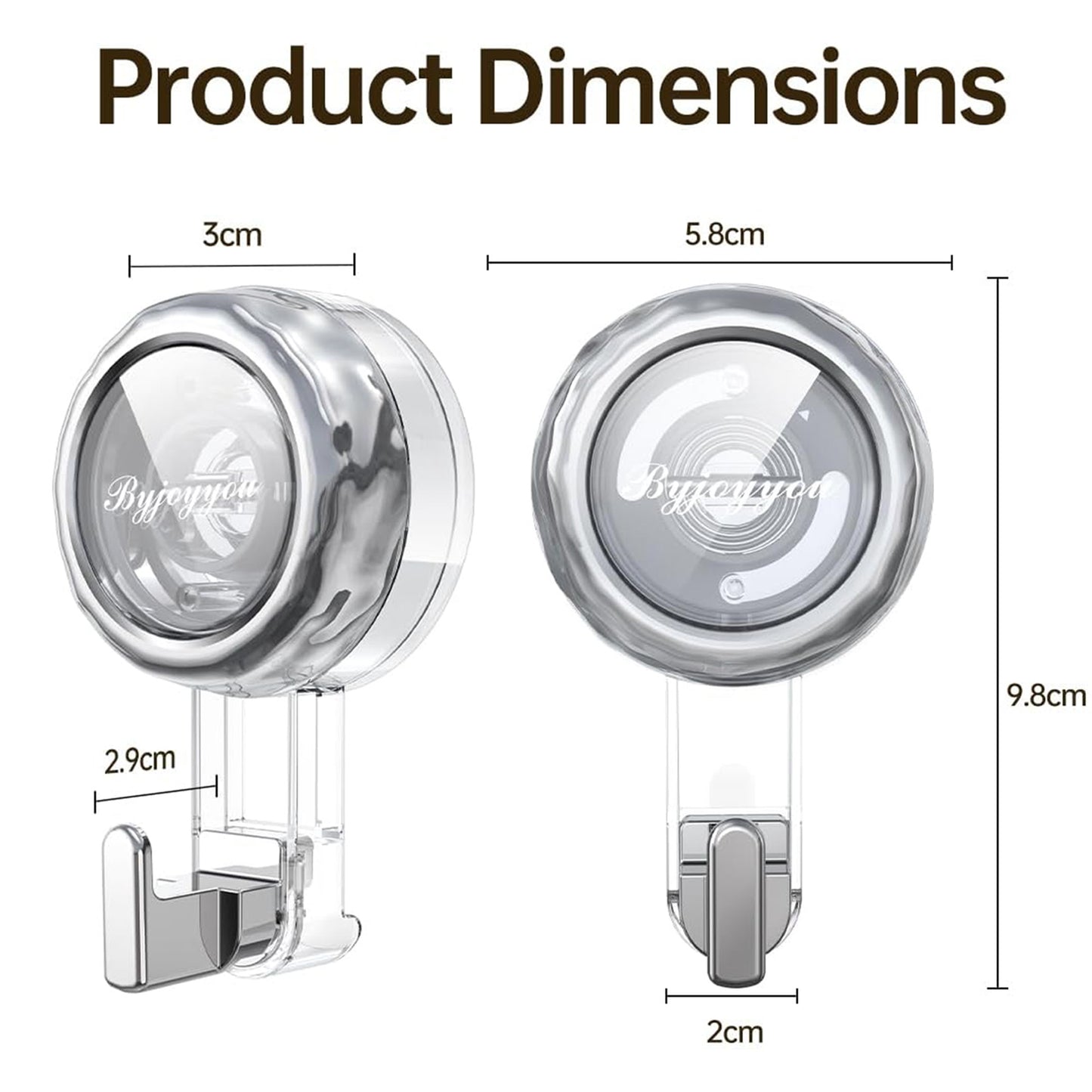 2pcs/set Heavy Duty Suction Cup Hooks, Strong Suction Waterproof Removable, No Drilling
