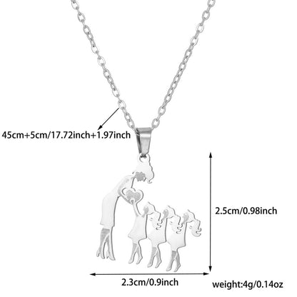 Collar con colgante de madre y tres hijos/hijas amor entre mamá y niños